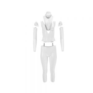 A female ghost mannequin with all its separate sections shown